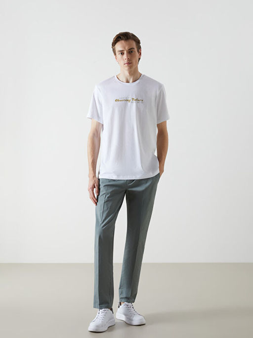 Bisiklet Yaka Bask?l? Erkek Ti??rt