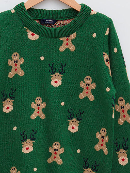 Bisiklet Yaka Y?lba?? Temal? Uzun Kollu Erkek ?ocuk ?nce Triko Kazak - Waikiki фото 3