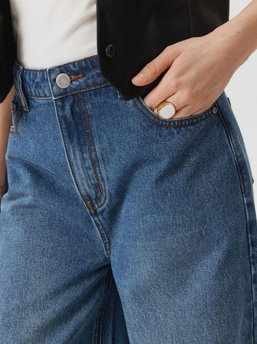 Брюки джинсовые жен. Visberg_wide leg холодный синий - Concept club фото 4