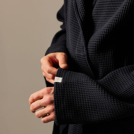 Халат вафельный мужской SL HOME: Basic «Дарк Маре», размер S, хлопок 100%, чёрный