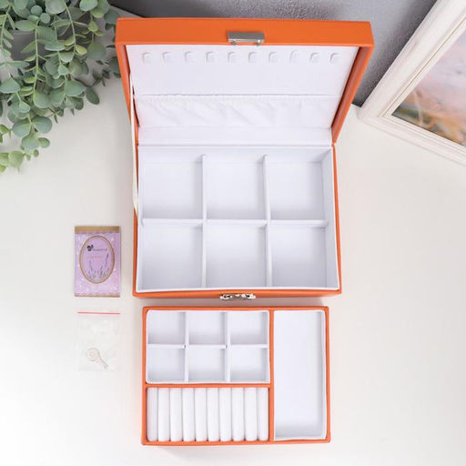 Шкатулка кожзам для украшений Бледно-розовая матовая 9х23х17 см - Simaland фото 8