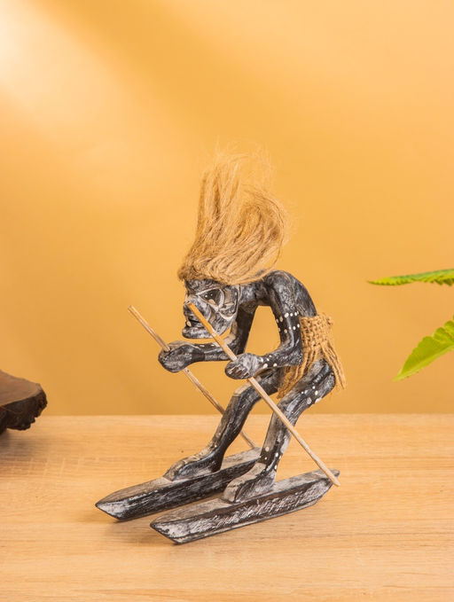 Сувенир «Абориген лыжник», 13×13×6.5 см, дерево