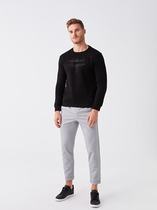 Bisiklet Yaka Uzun Kollu Bask?l? Erkek Sweatshirt - Waikiki фото 3