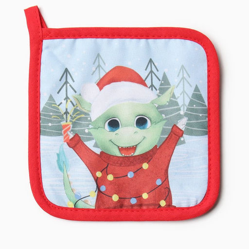 Набор кух. Доляна Счастливый дракон: варежка 20х28 см, прихватка 17х17 см, 35% хл, 65% пэ  фото 4