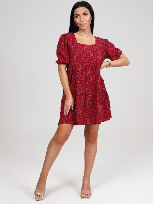 019 ПЛАТЬЕ ЖЕНСКОЕ (Бордо/цветочки) - А-дина фото 2