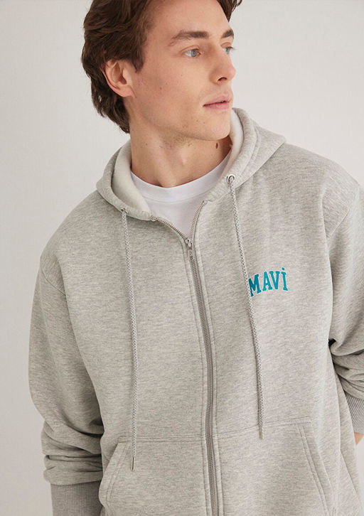 Mavi Logo Bask?l? Fermuarl? Gri Sweatshirt фото 2