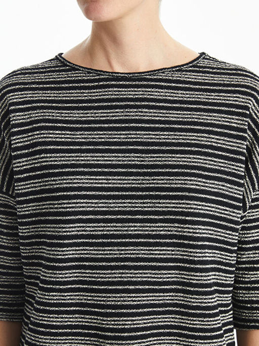 Bisiklet Yaka ?izgili Kad?n Ti??rt