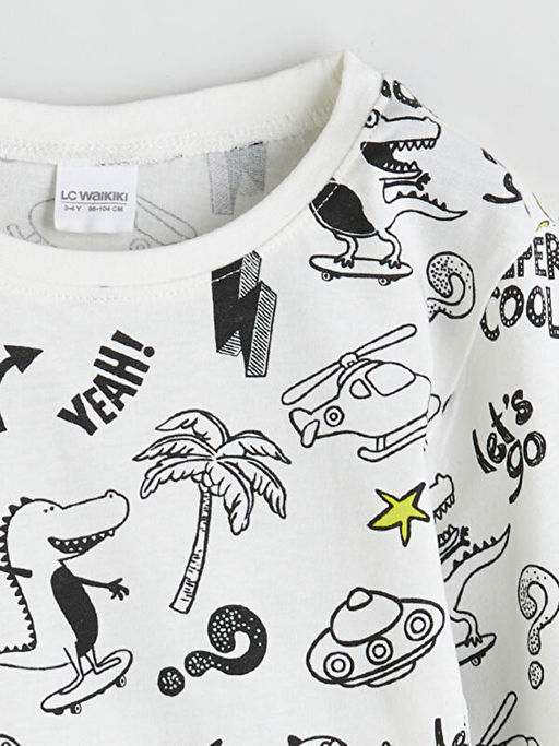 Bask?l? Erkek ?ocuk Pijama ?st