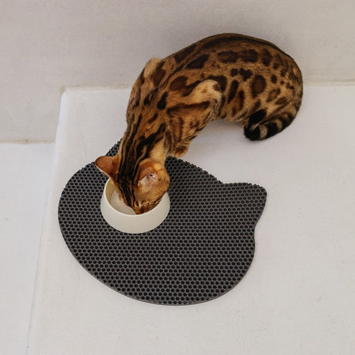 Коврик под миску и лоток Мордочка, серый, 35х41,5 см - Пушистое счастье фото 3