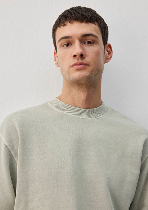 Bisiklet Yaka Gri Basic Sweatshirt - Mavi фото 5