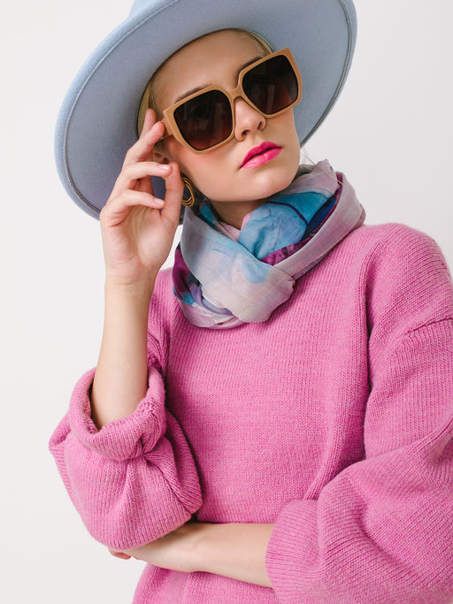 Большой, мягкий, тонкий и очень нежный двусторонний палантин с рисунком в стиле арт-деко - Tantino фото 8