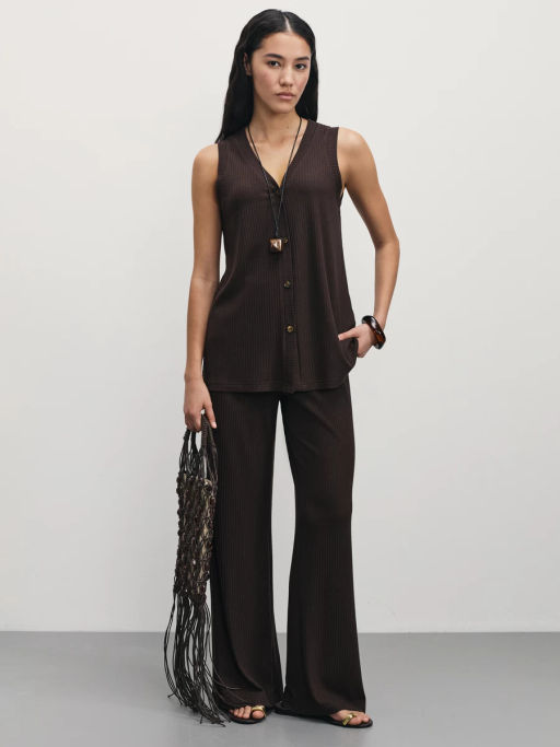 Трикотажный жилет в рубчик / Zarina  фото 3