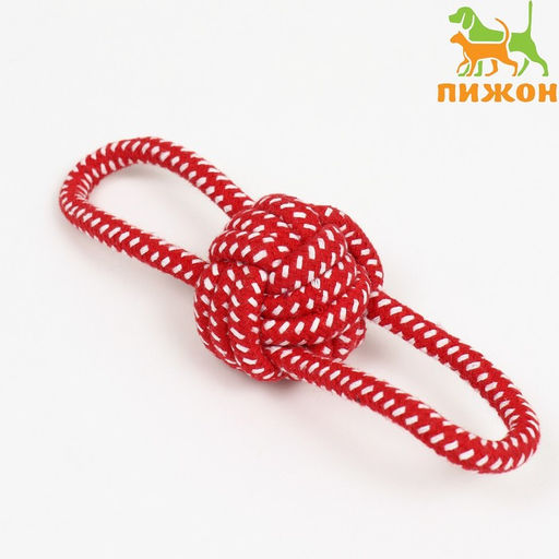 Игрушка канатная Мяч с ручками, до 65 г, мяч 6 см, до 20 см, красная