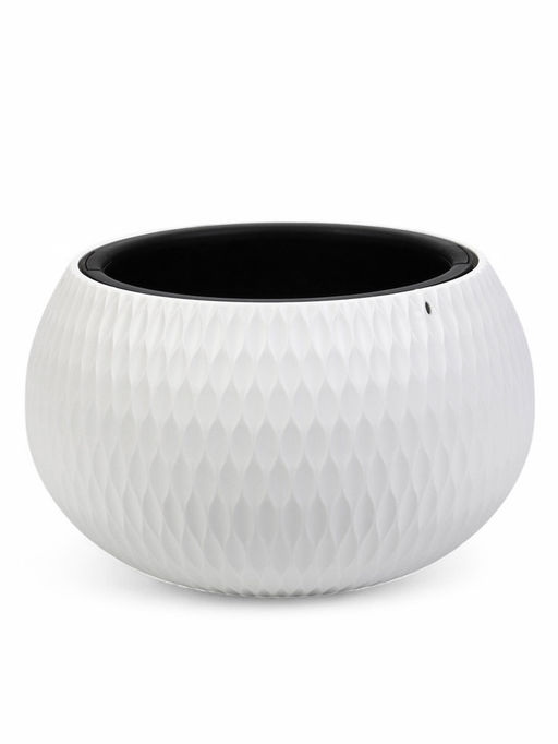 Кашпо для цветов Жемчужина, 7 л, d=36 см, h=22 см, пластик, со вставкой, белое