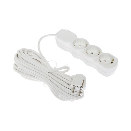 Удлинитель Luazon Lighting ECO 3 розетки, 10 м, 10 А, 2200 Вт, ПВС 3х0.75 мм2, с з/к, белый