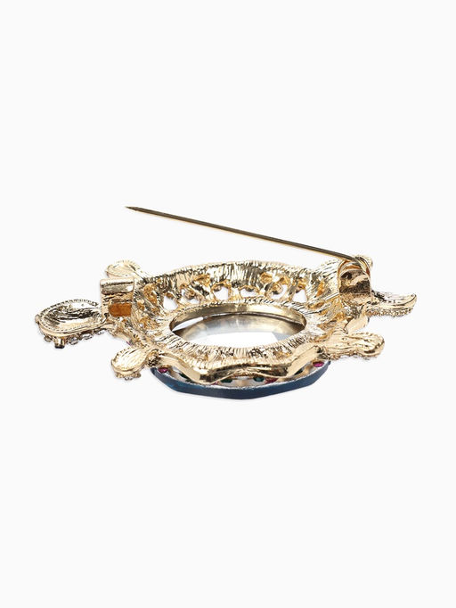 Брошь «Черепаха» морская, цветная в золоте