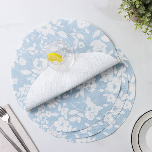 Набор салфеток сервировочных Доляна Акварель. Круг, 4 шт, d=38 см, цвет голубой  фото 11