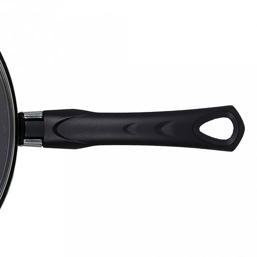 "Атлас" Сковорода с антипригарным покрытием д24см, h5,5см, s1,6мм, стеклянная крышка, бакелитовая ручка (Россия)