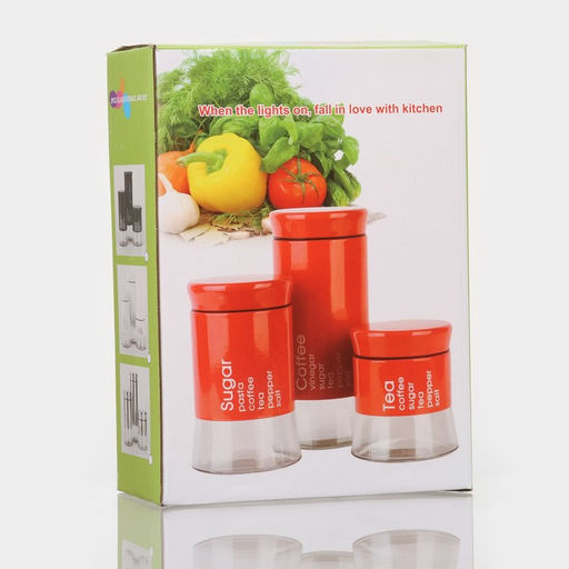 Набор банок стеклянных для сыпучих Трио, 3 предмета: 350/550/750 мл, 9.510.5/15/19.8 см, чёрный - Simaland фото 5