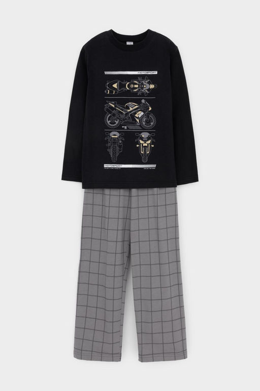 Crockid _ К 1600/черный,двойная клетка пижама дет
