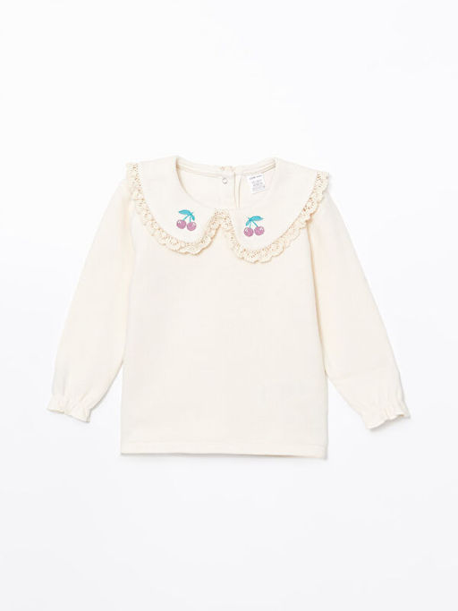 Bisiklet Yaka Uzun Kollu Nak??l? K?z Bebek Sweatshirt ve Tayt 2li Tak?m - Waikiki фото 2