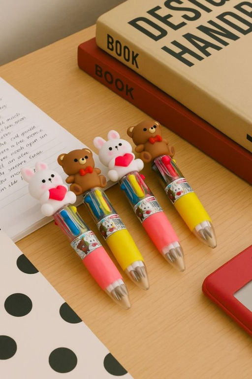 Разноцветная мини-ручка 4 в 1 "The Hare and the bear", mix