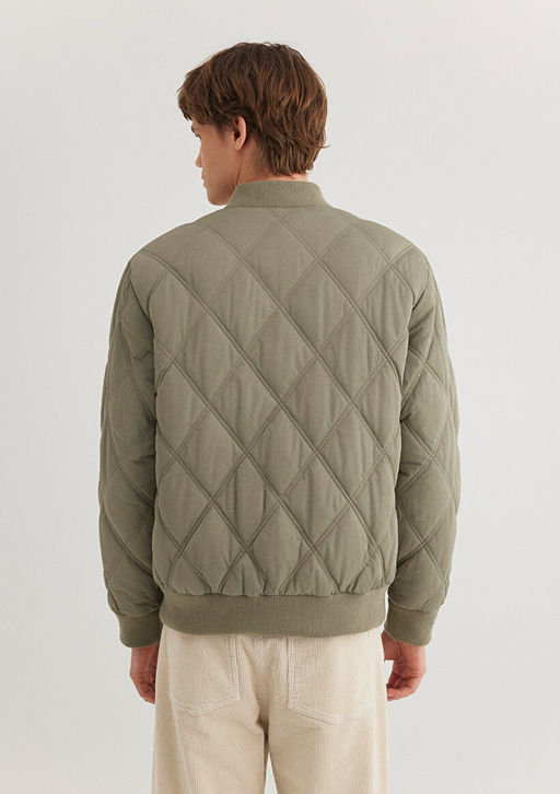 Kapitone Haki Bomber Ceket - Mavi фото 5