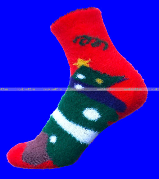 Цена за 5 пар. 5 ПАР - AMIGOBS носки женские НОРКА "НОВОГОДНИЕ ПУШИСТИКИ"