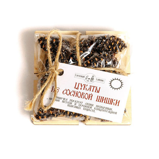 Цукаты из сосновой шишки на деревяной подложке, 70гр - Таeжный Тайник фото 2