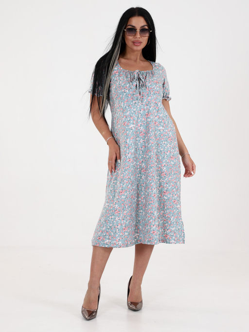 ПЛ-АНЖЕЛИКА ПЛАТЬЕ ЖЕНСКОЕ (Цветы ментол) - А-дина фото 2