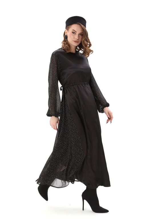 Платье NIKVA н991-4 чёрный и белый горох  фото 2