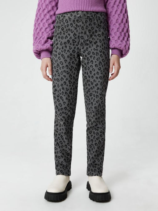 ACOOLA / Брюки джинсовые (утепленные) детские для девочек Lama серый принт  фото 7