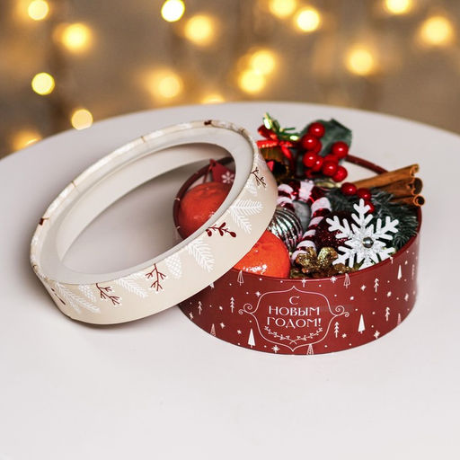 Коробка подарочная новогодняя с окном «С Новым годом» 18×18×6 см