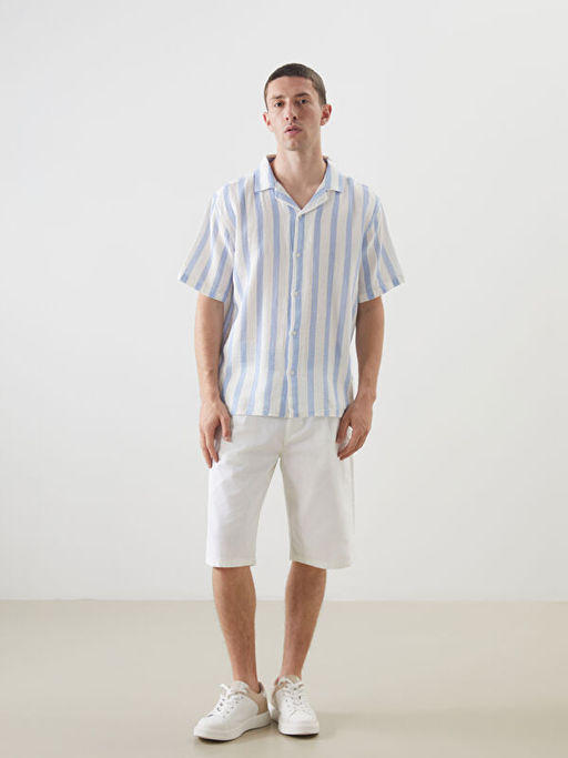 Regular Fit K?sa Kollu Erkek Dokulu G?mlek