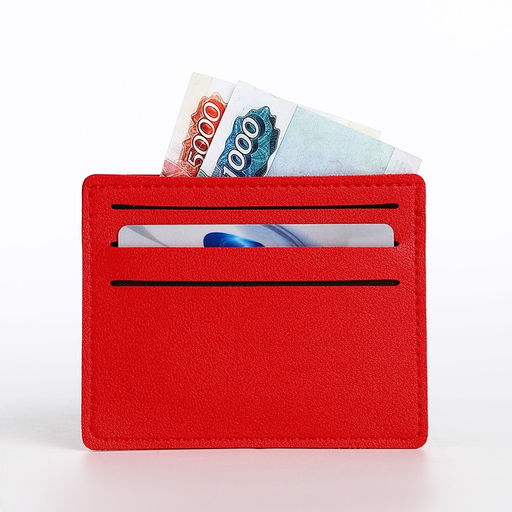 Картхолдер, на 6 карт, отделение для купюр, красный