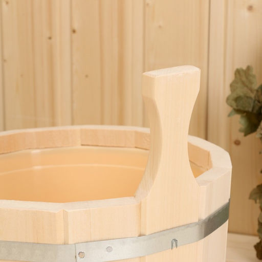 Шайка - ушат для бани и сауны, 4 л, деревянная, пластиковая вставка, «Добропаровъ»