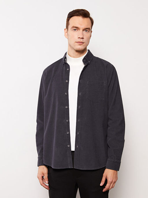 Regular Fit Uzun Kollu Kadife Erkek G?mlek