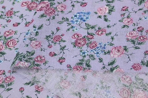 Ситец Цветущие розочки цв.сиренево-голубой, ш.0.8м, хлопок-100%, 85гр/м.кв - Купава фото 2