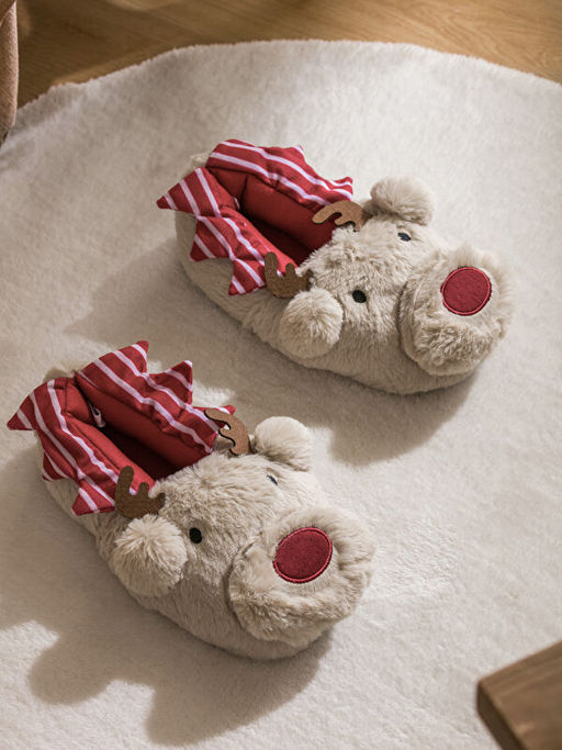 Hayvan Fig?rl? Pel?? Kad?n Panduf