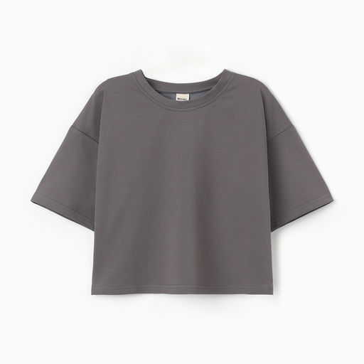 Футболка укороченная женская MINAKU OVERSIZE FIT, графит, размер 46