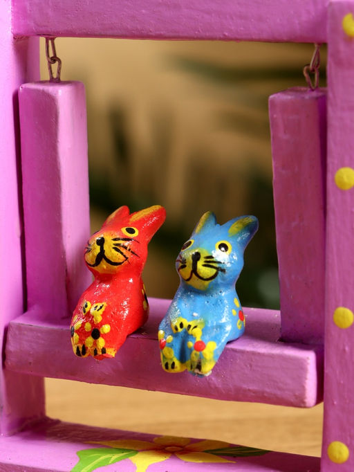 Сувенир Зайки на качелях, 11?5.4?14.4 см, дерево, сиреневый