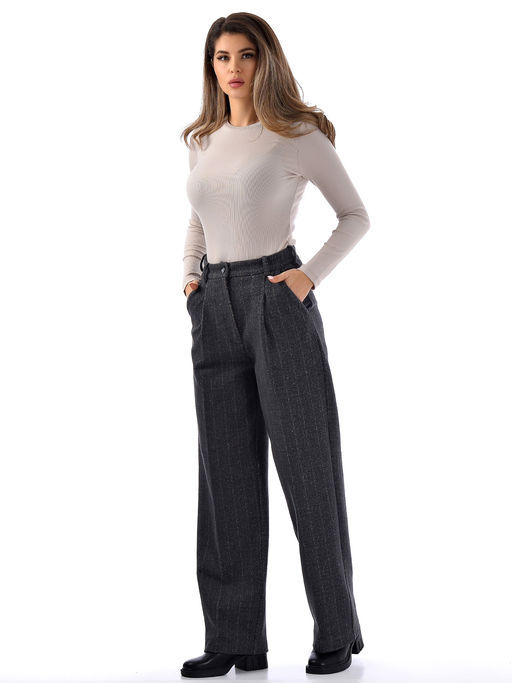 Теплые брюки из драпа c высокой посадкой - А+б коллекция фото 30