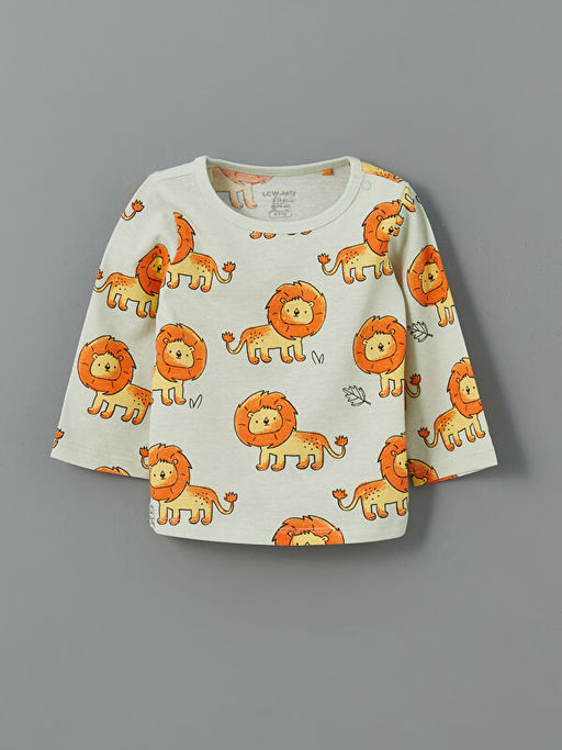 Bisiklet Yaka Bask?l? Erkek Bebek Pijama ?st