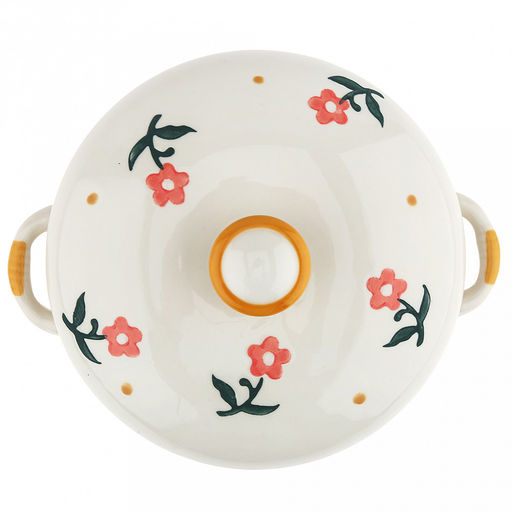 Супница фарфоровая Цветение 1л, д13,5см, h10см, общая h13,5см, с крышкой, 2 ручки, с деколью, молочный, в коробке (Китай) - Домашняя мода фото 2