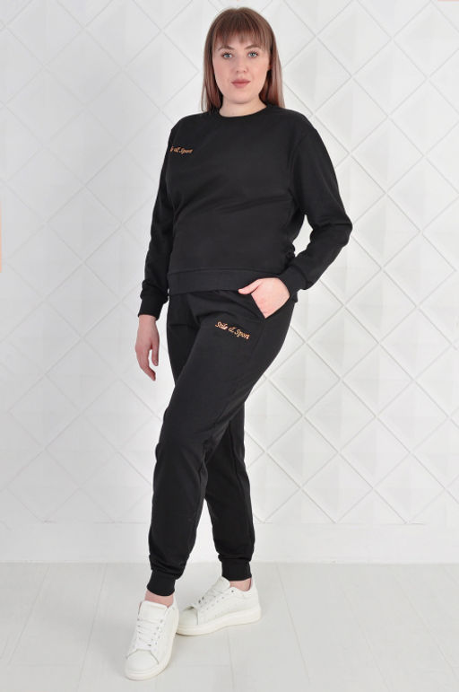 Арт. 2353 Костюм с брюками женский 50-58 (5 шт) Цвет:верх-черный,низ-черный - Калинка фото 4