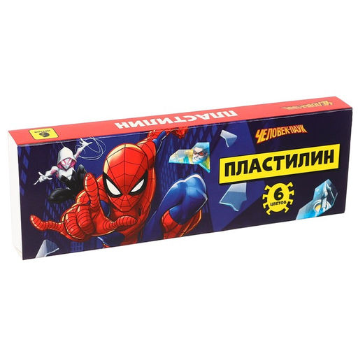 Пластилин 6 цветов 90 г Человек-паук