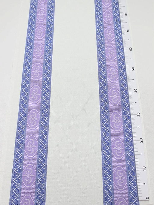Холст полотенечный жаккард Ромбы на белом с каймой цв.сиреневый/синий, ш.0.5м, лен-30%, хл-70% - Купава фото 6