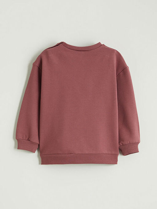 Bisiklet Yaka Bask?l? Erkek Bebek Sweatshirt