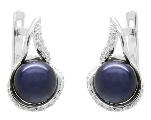 Серьги из серебра жемчуг, С1328ч