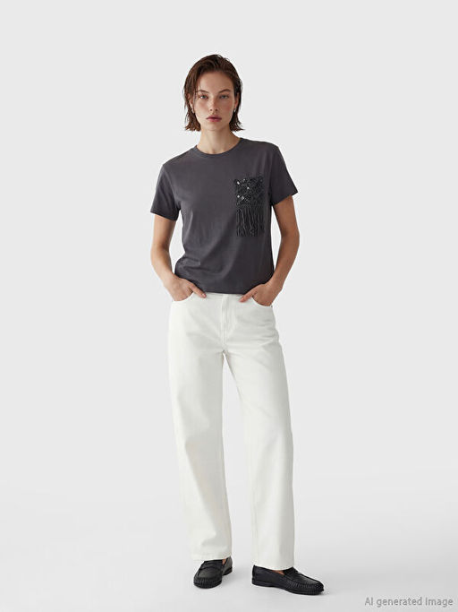 Bisiklet Yaka P?sk?l Detayl? Bluz